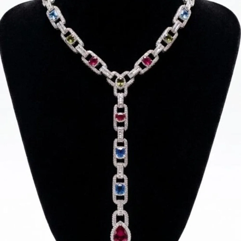 Multi Coloured Gemstone Necklace 19 Inch